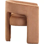 Cordstoff Akzent Esszimmerstuhl, Fass-Design, gepolstert mit Holzrahmen, Beige