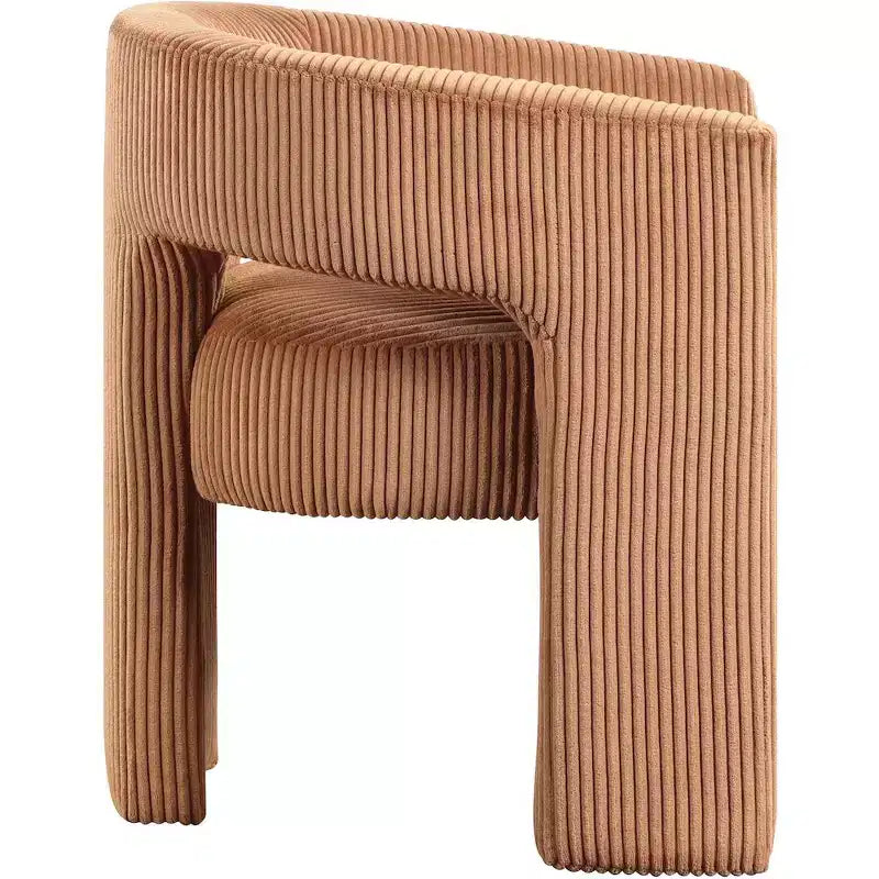 Cordstoff Akzent Esszimmerstuhl, Fass-Design, gepolstert mit Holzrahmen, Beige