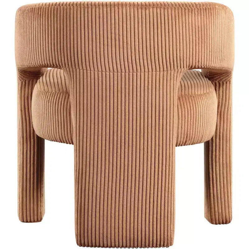 Cordstoff Akzent Esszimmerstuhl, Fass-Design, gepolstert mit Holzrahmen, Beige