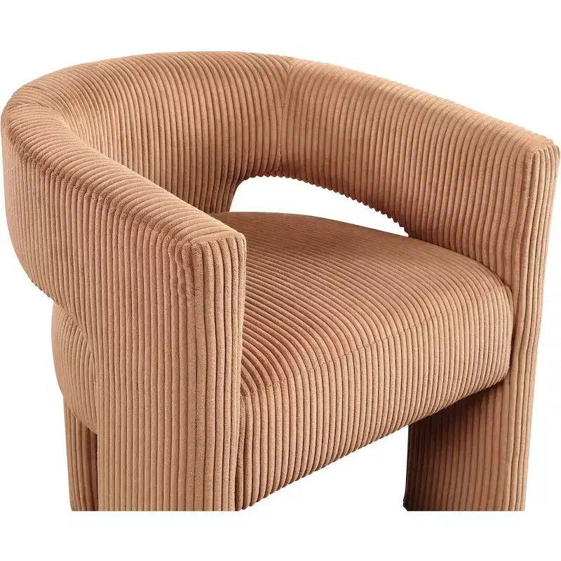 Cordstoff Akzent Esszimmerstuhl, Fass-Design, gepolstert mit Holzrahmen, Beige