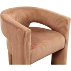 Cordstoff Akzent Esszimmerstuhl, Fass-Design, gepolstert mit Holzrahmen, Beige