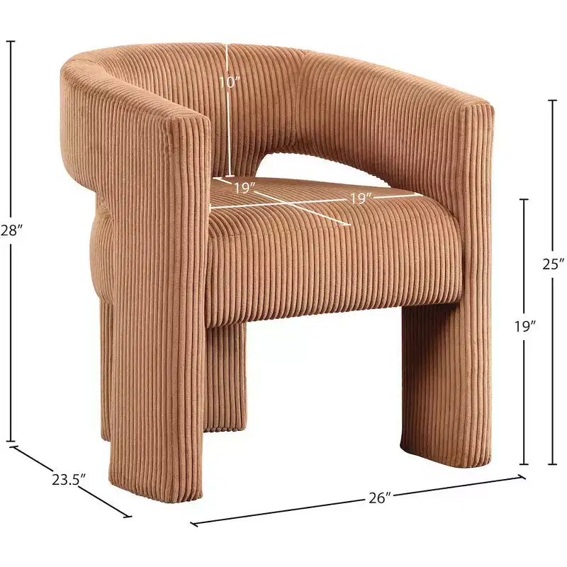 Cordstoff Akzent Esszimmerstuhl, Fass-Design, gepolstert mit Holzrahmen, Beige