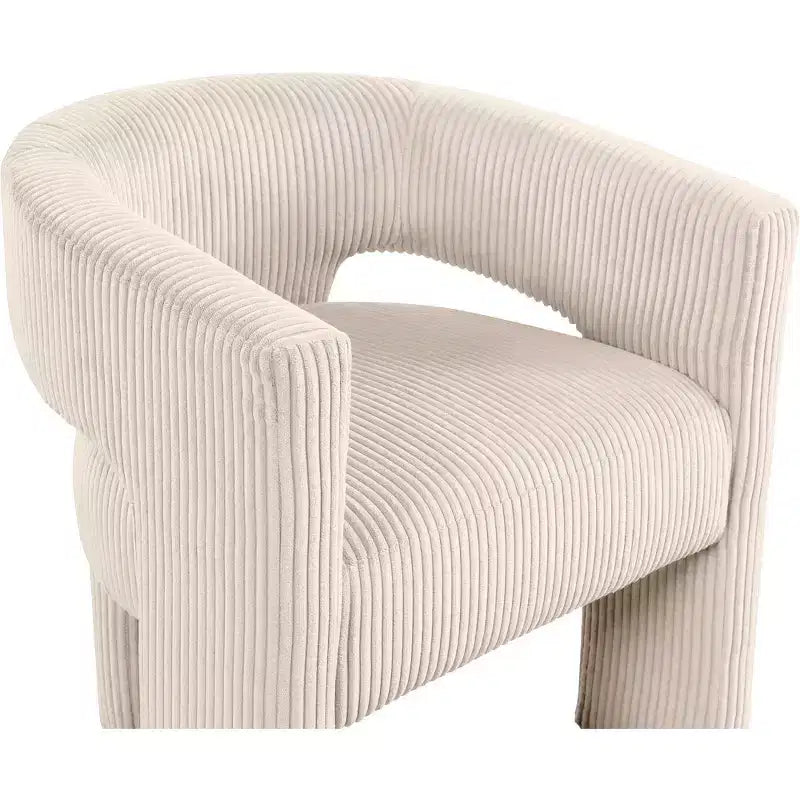 Cordstoff Akzent Esszimmerstuhl, Fass-Design, gepolstert mit Holzrahmen, Beige
