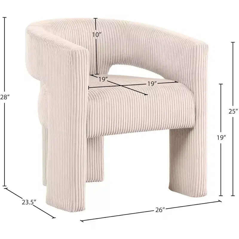 Cordstoff Akzent Esszimmerstuhl, Fass-Design, gepolstert mit Holzrahmen, Beige