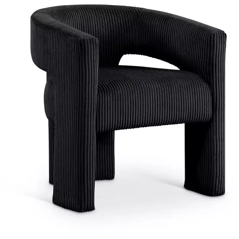 Corduroy Fabric Accent Dining Chair, Barrel Design, Upholstered with Wood Frame, Beige