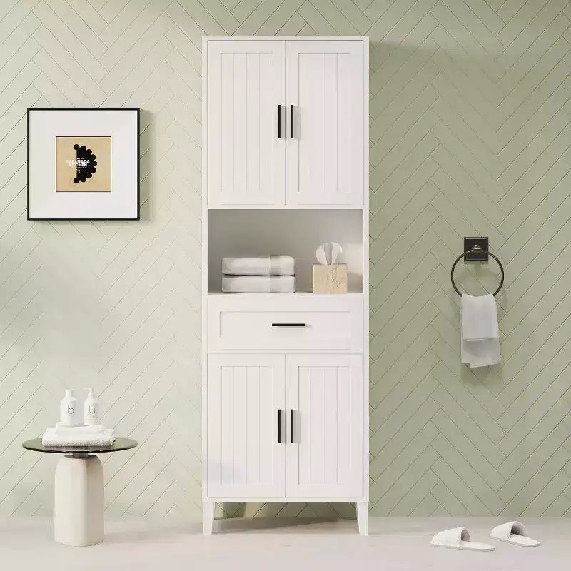 72" Tall Freestanding Bathroom Storage Cabinet with Doors, Drawers & Adjustable Shelves