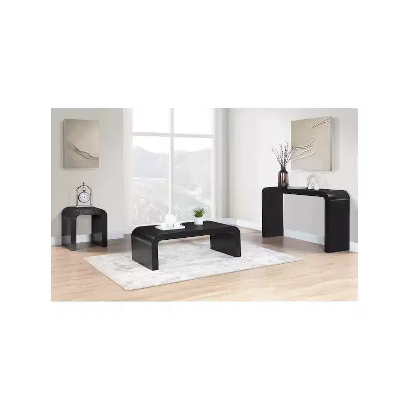 Fekete tölgy furnéros dohányzóasztal, modern téglalap alakú design, 48 hüvelyk széles x 24 hüvelyk mély