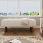 Christopher Knight Home Korin Modern Rubberwood Linen Upholstered Tufted Bench