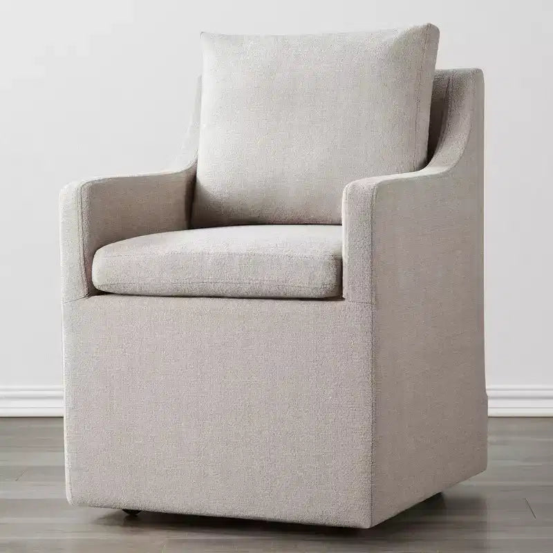 Dining Arm Chair with Hidden Casters, Under-Seat Storage & Removable Washable Slipcover