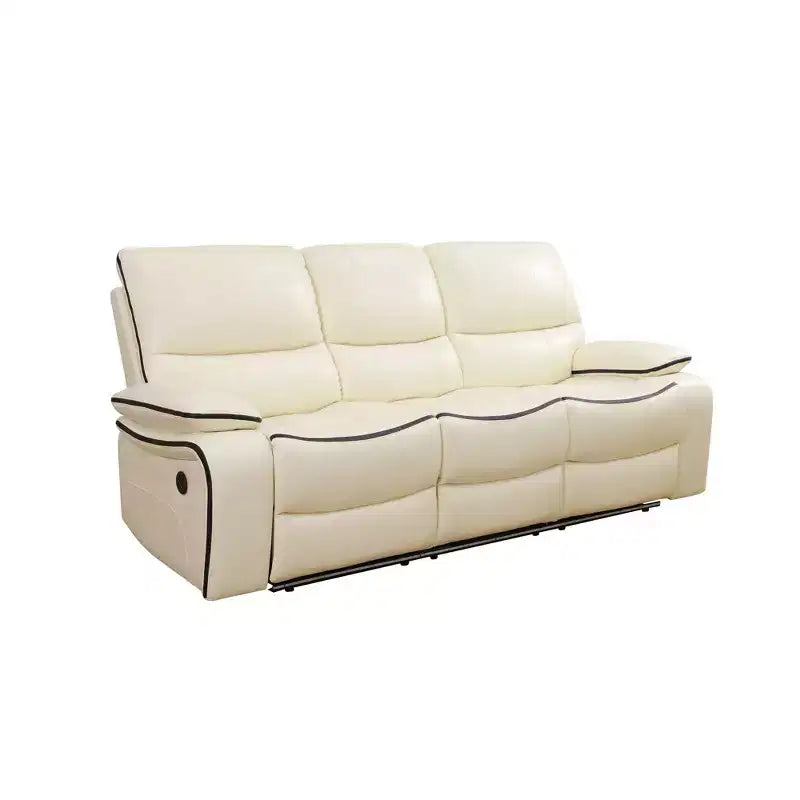 Electric 3-Seat Power Reclining Sofa, Bonded Leather, USB Charging, LED & Reversible Table