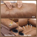 PU Leather Extra Wide Manual Recliner for Adults with Massage and Heat, Large Lazy Chair with 1.5X Sponge Comfort Arm and Back for Living Room
