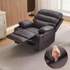 PU Leather Extra Wide Manual Recliner for Adults with Massage and Heat, Large Lazy Chair with 1.5X Sponge Comfort Arm and Back for Living Room