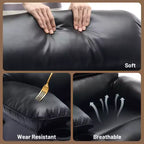 PU Leather Extra Wide Manual Recliner for Adults with Massage and Heat, Large Lazy Chair with 1.5X Sponge Comfort Arm and Back for Living Room