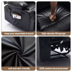 PU Leather Extra Wide Manual Recliner for Adults with Massage and Heat, Large Lazy Chair with 1.5X Sponge Comfort Arm and Back for Living Room