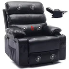 PU Leather Extra Wide Manual Recliner for Adults with Massage and Heat, Large Lazy Chair with 1.5X Sponge Comfort Arm and Back for Living Room