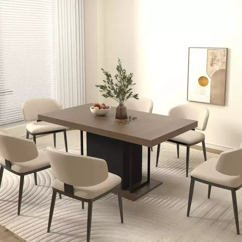 78,7 inch rechthoekige uitschuifbare eettafel voor 6-10 personen, inklapbare tafel met verouderd effect blad, keukentafel voor eetkamer, zwart+bruin