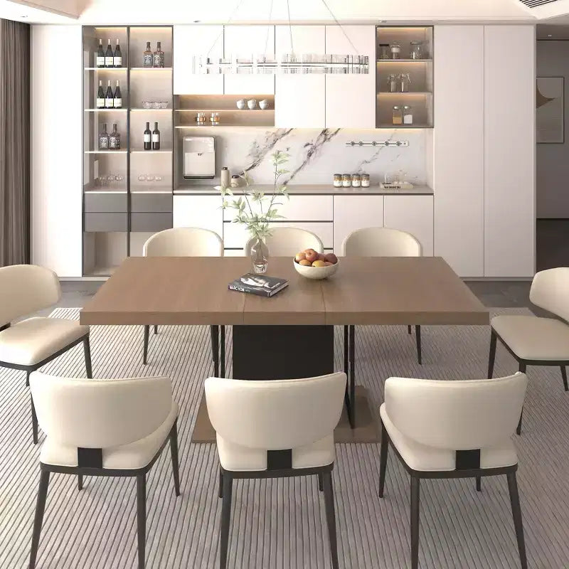 78.7IN Rectangle Extendable Dining Table for 6-10 People, Folding Table with Aged Effect Top, Kitchen Table for Dining Room, Black+Brown