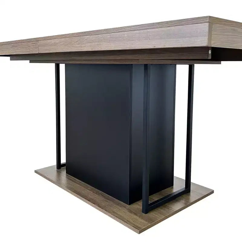 78,7 inch rechthoekige uitschuifbare eettafel voor 6-10 personen, inklapbare tafel met verouderd effect blad, keukentafel voor eetkamer, zwart+bruin