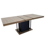 78,7 inch rechthoekige uitschuifbare eettafel voor 6-10 personen, inklapbare tafel met verouderd effect blad, keukentafel voor eetkamer, zwart+bruin