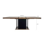 78,7 inch rechthoekige uitschuifbare eettafel voor 6-10 personen, inklapbare tafel met verouderd effect blad, keukentafel voor eetkamer, zwart+bruin