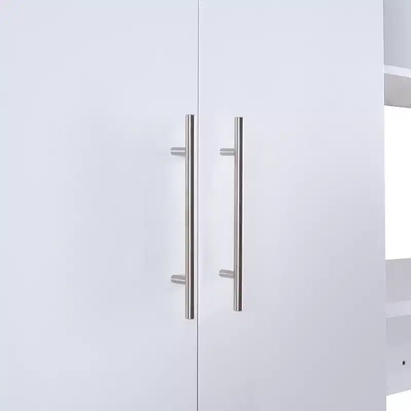 Twin Size Murphy Bed Wall Bed with Storage Shelves and Wardrobe, Folding Wall Chest Bed with Table for Bedroom Guest Room, White