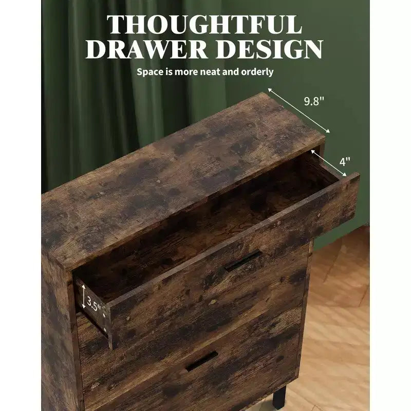 Freistehender Schuhschrank für den Eingangsbereich, 2 Klappschubladen, fasst 12 Paar, Holzmaserung MDF