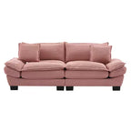 Cord-Loveseat-Sofa, tiefer Sitz mit Rückenkissen, gepolsterte 2-Sitzer Couch, Rosa  