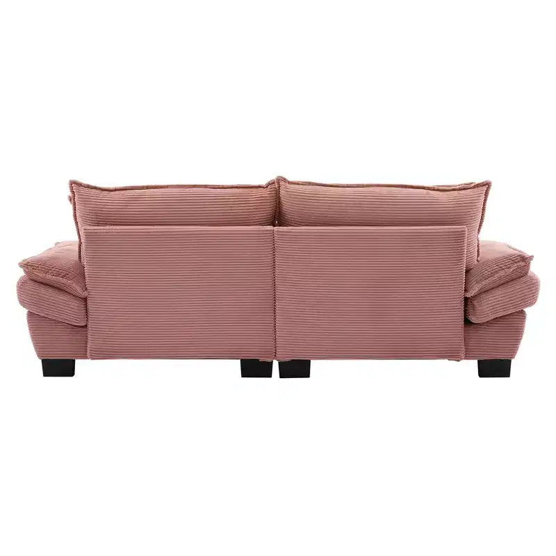 Cord-Loveseat-Sofa, tiefer Sitz mit Rückenkissen, gepolsterte 2-Sitzer Couch, Rosa  