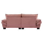 Cord-Loveseat-Sofa, tiefer Sitz mit Rückenkissen, gepolsterte 2-Sitzer Couch, Rosa  
