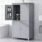 Elegant Bathroom Floor Storage Cabinet Bathroom Storage Unit Freestanding Cabinet with 4 Doors