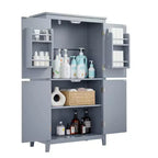 Elegant Bathroom Floor Storage Cabinet Bathroom Storage Unit Freestanding Cabinet with 4 Doors