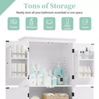 Elegant Bathroom Floor Storage Cabinet Bathroom Storage Unit Freestanding Cabinet with 4 Doors