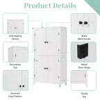 Elegant Bathroom Floor Storage Cabinet Bathroom Storage Unit Freestanding Cabinet with 4 Doors