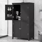 Elegant Bathroom Floor Storage Cabinet Bathroom Storage Unit Freestanding Cabinet with 4 Doors