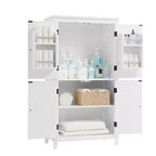 Elegant Bathroom Floor Storage Cabinet Bathroom Storage Unit Freestanding Cabinet with 4 Doors