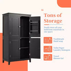 Elegant Bathroom Floor Storage Cabinet Bathroom Storage Unit Freestanding Cabinet with 4 Doors