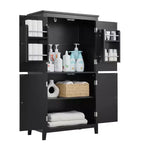 Elegant Bathroom Floor Storage Cabinet Bathroom Storage Unit Freestanding Cabinet with 4 Doors