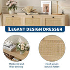 Rattan-Kommode fürs Schlafzimmer, moderne Bauernhaus-Kommoden & Schubladenschränke, Holz-Aufbewahrungsorganizer für Kleiderschrank, Wohnzimmer, Eingangsbereich, Flur  