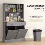 Önálló konyhai spájzszekrény töltőállomással, 2 billenő tárolóval és mikrohullámú sütő állvánnyal