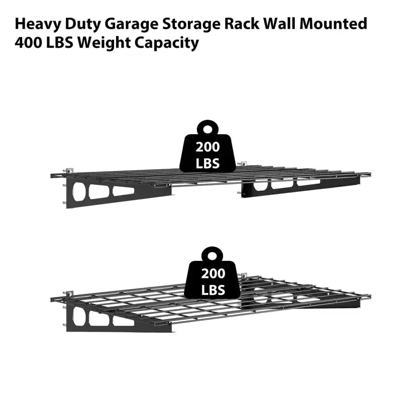 2x4 Ft Garagenregal, Schwerlast-Wandregal, schwebende Regalböden, 800LB Tragkraft, Metall-Garagenorganisation für Werkzeuge & Zubehör  