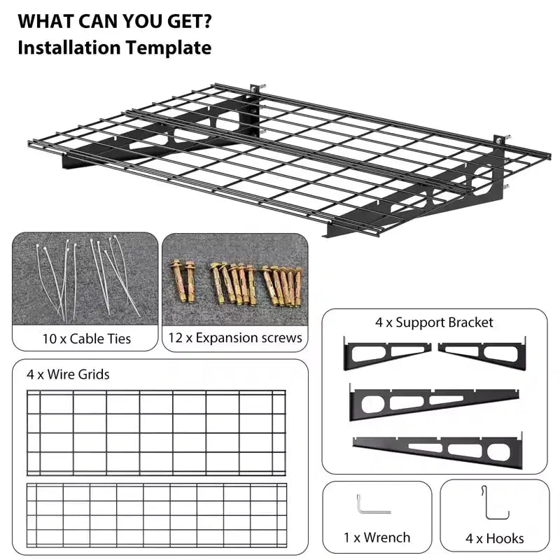 2x4 Ft Garagenregal, Schwerlast-Wandregal, schwebende Regalböden, 800LB Tragkraft, Metall-Garagenorganisation für Werkzeuge & Zubehör  