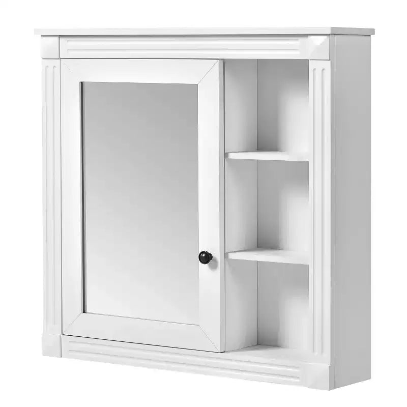 30"W x 28"H opbouw medicijnkastje met spiegel, soft-close scharnieren en open opbergruimte