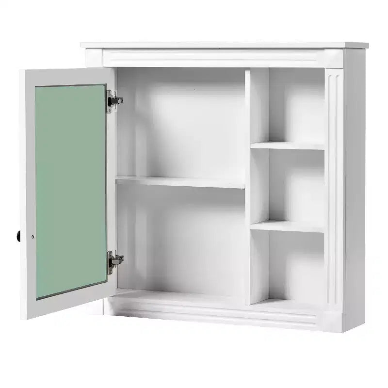 30"W x 28"H opbouw medicijnkastje met spiegel, soft-close scharnieren en open opbergruimte