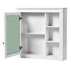 30"W x 28"H opbouw medicijnkastje met spiegel, soft-close scharnieren en open opbergruimte