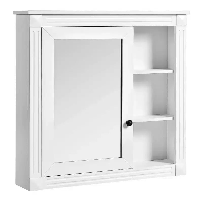 30"W x 28"H opbouw medicijnkastje met spiegel, soft-close scharnieren en open opbergruimte