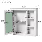 30"W x 28"H opbouw medicijnkastje met spiegel, soft-close scharnieren en open opbergruimte