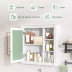 30"W x 28"H opbouw medicijnkastje met spiegel, soft-close scharnieren en open opbergruimte