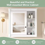 30"W x 28"H opbouw medicijnkastje met spiegel, soft-close scharnieren en open opbergruimte