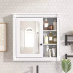 30"W x 28"H opbouw medicijnkastje met spiegel, soft-close scharnieren en open opbergruimte