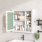 30"W x 28"H opbouw medicijnkastje met spiegel, soft-close scharnieren en open opbergruimte